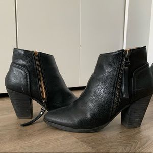 Black leather ankle boots